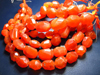 5 strand x 14 inches - so -- gorgeous - orange - colour - carnelian - super super sparkle - faceted nuggest - huge size 10 - 15 mm approx